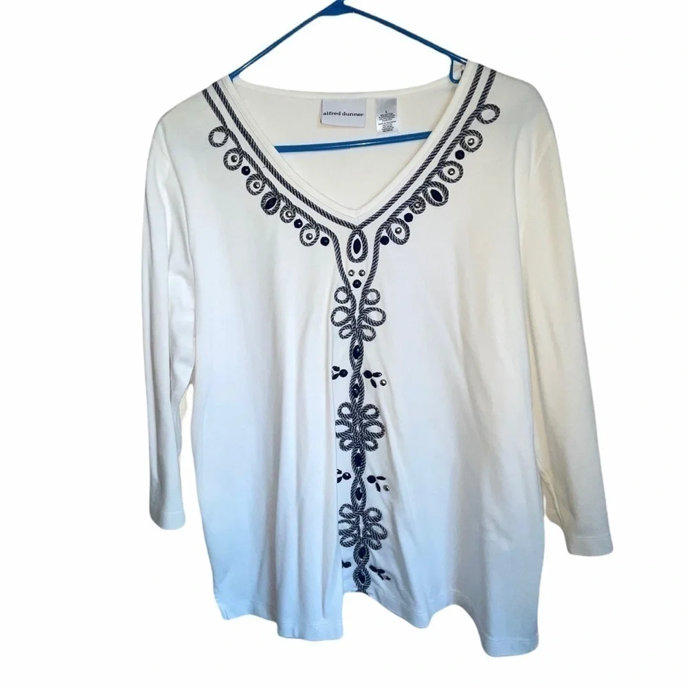 Alfred Dunner Embellished Top Size Large - Picture 1 of 7
